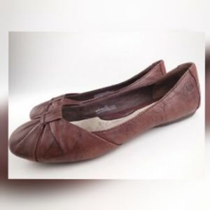 Born "Adele" brown leather ballet flats shoes